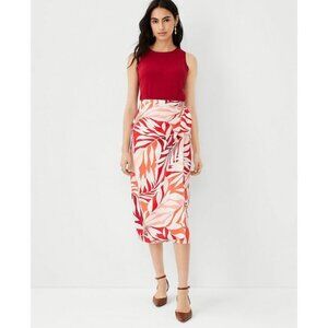Ann Taylor Petite Tropical Sarong Wrap Midi Skirt 2P